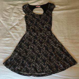 Candie's black flowered A-line skirt dress